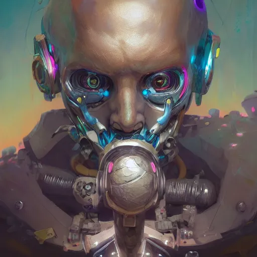 Prompt: a portrait of a cybernetic toxic avenger, cyberpunk concept art by pete mohrbacher and wlop and artgerm and josan gonzales, digital art, highly detailed, intricate, sci-fi, sharp focus, Trending on Artstation HQ, deviantart, unreal engine 5, 4K UHD image