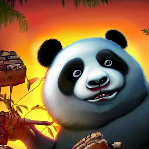 Image similar to panda zombie, animated film