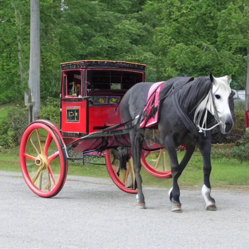 Prompt: horse and buggy powered by a big block engine