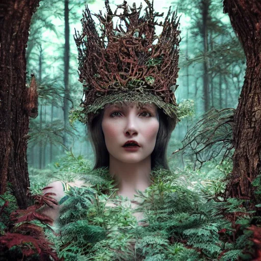 Image similar to the forest queen, 4 k, intricate detailed, jaw dropping, gorgeous, surreal, octane render