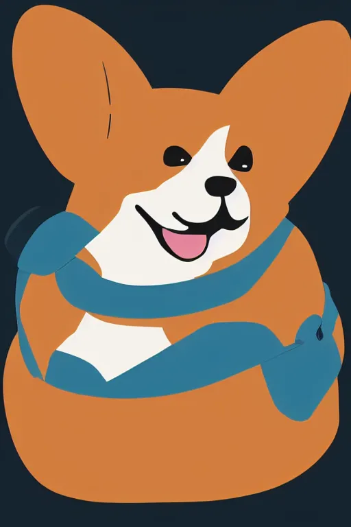 Image similar to Portrait of a corgi as a sumo wrestler, sticker, colorful, illustration, highly detailed, simple, smooth and clean vector curves, no jagged lines, vector art, smooth