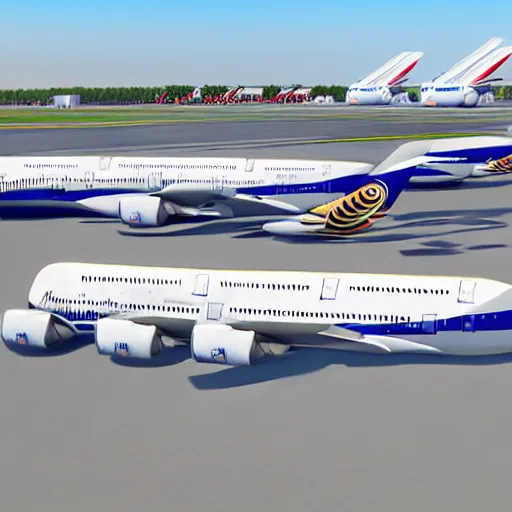 Prompt: Airbus A380 with 10 engines at the airport during daytime real image , photorealistic