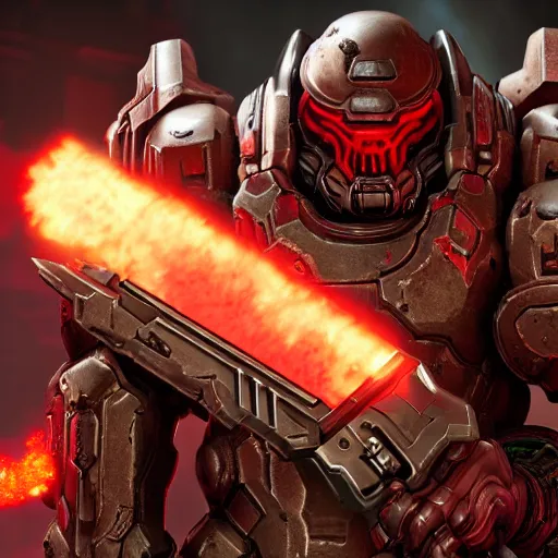 Image similar to doom slayer from doom eternal, photography