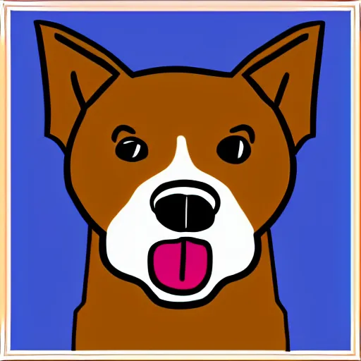 Image similar to A friendly dog, image suitable for use as an icon, simple cartoon style