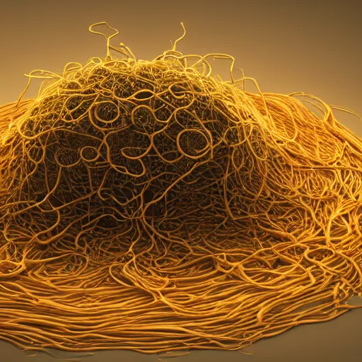 Image similar to hyperrealistic dslr film still of anthropomorphous flying spaghetti, pastafarianism, stunning 8 k octane comprehensive 3 d render, inspired by istvan sandorfi & greg rutkowski & unreal engine, perfect symmetry, dim volumetric cinematic lighting, extremely hyper - detailed, extremely lifelike attributes & lifelike texture, intricate, masterpiece, artstation, stunning