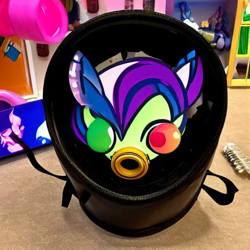 Prompt: My Little Pony themed gas mask