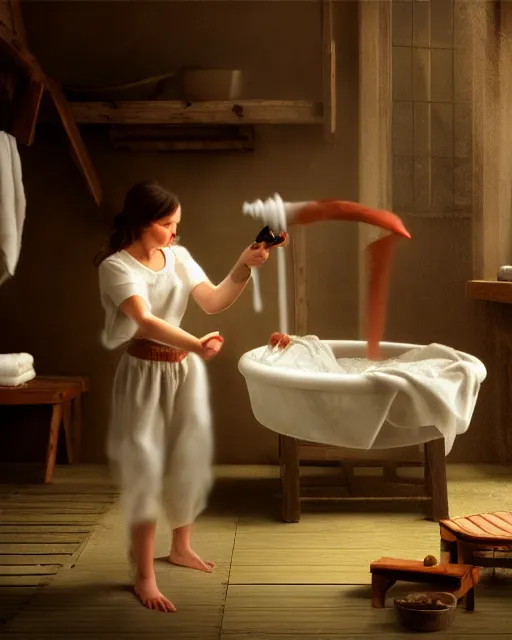 Image similar to soap is washed by a person, studio shooting style, professional photographer, many details, super realistic, high quality, 8 k, realistic, hyper detail, dynamic, in albert bierstadt style