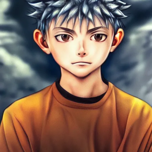 Image similar to photorealistic portrait photograph of real - life killua looking at you, hunter hunter, depth of field, soft focus, highly detailed, intricate, realistic, national geographic cover, soft glow, textured skin