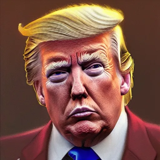 Image similar to epic portrait of donald trump, detailed, digital painting, artstation, concept art, donato giancola, joseph christian leyendecker, wlop, boris vallejo, breathtaking, high details, extremely detailed, sincere face, establishing shot, artistic, hyper realistic, beautiful face, octane render