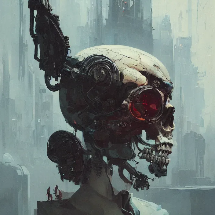 Image similar to a beautiful painting of a cyberpunk skull by sergey kolesov and greg rutkowski and pascal blanche. in style of colorful comic noir illustration, symmetry, sci fi, hyper detailed. octane render. trending on artstation