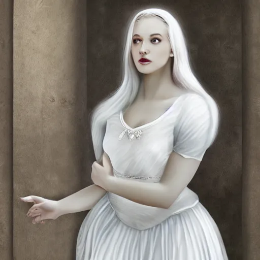 Prompt: portrait of princess in white dress, pure, seraphic, beautiful, angel like, goddess, ultra realistic, highly detailed by ilya kushinov and elliemaplefox