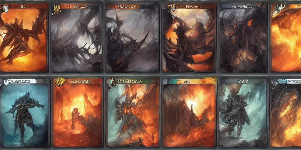 Image similar to professional empty and fantasy graphic template for a trading card game and editable in photoshop, high details, high resolution, magic the gathering style
