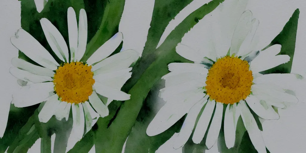 Prompt: oxeye daisy, watercolor, artstation, realistic