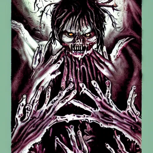 Prompt: demon seed zombie, zombie, demonic, ghosts, ghosts, ghosts, digital dreams, chaotic, demonic, devil, evil, doom, satanic