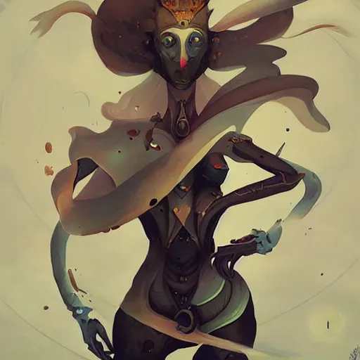 Image similar to the artwork of peter mohrbacher, flowing fabric robot prince