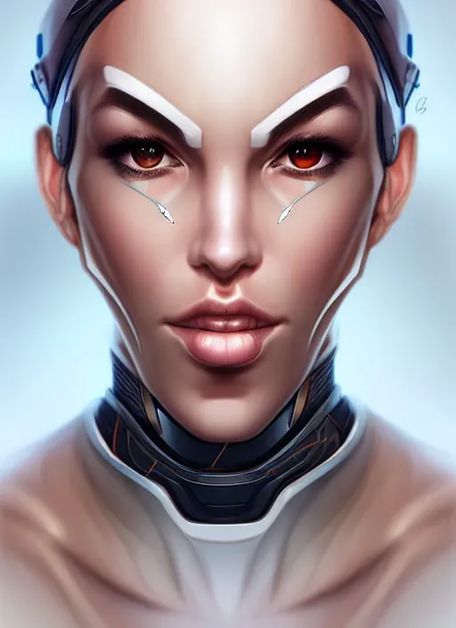 Prompt: portrait of a cyborg woman by Artgerm, (((((face turns left))))) face turns right, open eyes , biomechanical, hyper detailled, trending on artstation