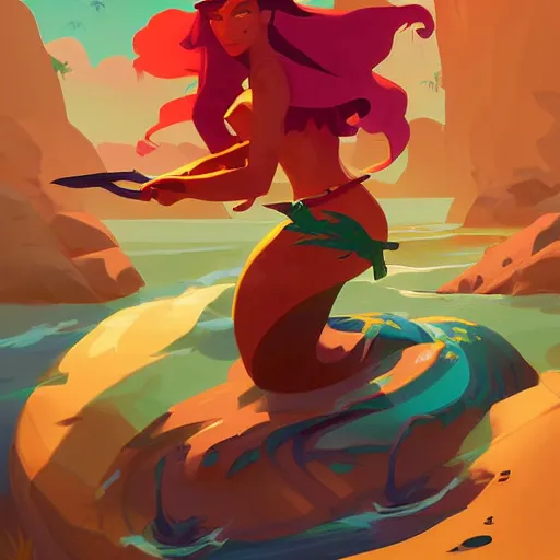 Image similar to painting mermaid treasure on sea of thieves game avatar hero smooth face median photoshop filter cutout vector, behance hd by jesper ejsing, by rhads, makoto shinkai and lois van baarle, ilya kuvshinov, rossdraws global illumination