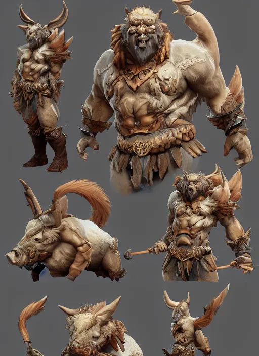 Image similar to а fantasy Proto-Slavic mythology boar inspired blizzard games, full body, detailed and realistic, 4k, top-artstation, octane render