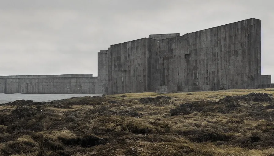 Prompt: big brutalist imperial military base on cliffs, drawing architecture, cinematic shot, by greig fraser, by emmanuel lubezki, robert richardson, hoyte van hoytema, roger deankins, janusz kaminski, alejandro inarritu