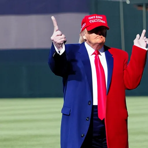 Prompt: Donald Trump in a Russian baseball uniform