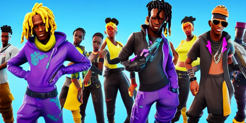 Image similar to young thug, in fortnite