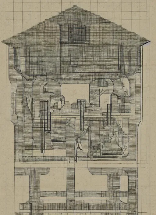 Image similar to a blueprint design of the concept of gluttony