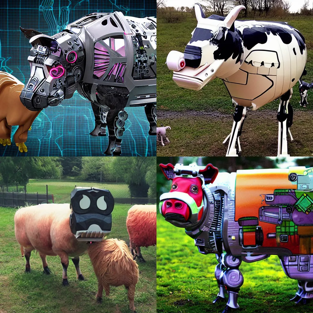 Prompt: cybernetic farm animals