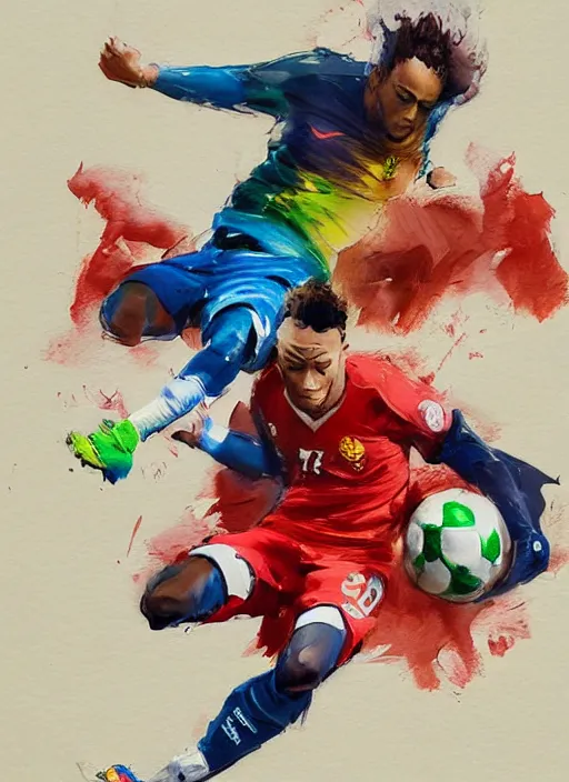Prompt: semi reallistic gouache gesture painting, by yoshitaka amano, by ruan jia, by Conrad roset, by dofus online artists, detailed anime 3d render of Neymar Jr kicking a watermelon, Neymar soccer player watermelon , watermellon ball Neymar jr, portrait, cgsociety, artstation, rococo mechanical, Digital reality, sf5 ink style, dieselpunk atmosphere, gesture drawn