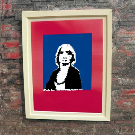 Prompt: individual furry liz truss silk screen portrait banksy style