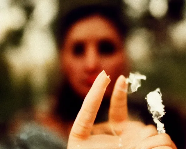 Image similar to a lomographic photo of woman hand with cigarette