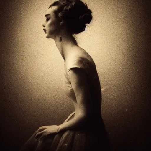 Prompt: dark ballerina, emil melmoth, portrait, concept art, deviantart, dark, 3 5 mm, chiaroscuro, surrealist, victorian, mist, dark