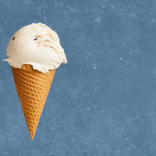 Image similar to earth made of ice cream, in a cone, which is melting under the heat