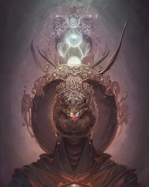 Image similar to Anthropomorphized black rabbit monk, centered, portrait, Path of Exile, Diablo, Warhammer, digital painting, highly detailed, concept art, Nekro, Peter Mohrbacher, Alphonse Mucha, Brian Froud, Yoshitaka Amano, Kim Keever, Victo Ngai, James Jean