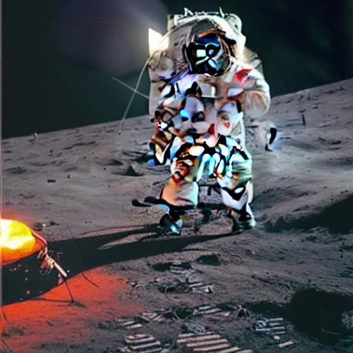 Prompt: astronauts performing a seance on the moon, ultra detailed