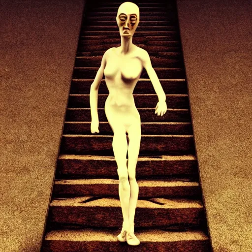 Prompt: a woman made of stairs, salvador dali, surreal, uncanny, high contrast, unreal engine