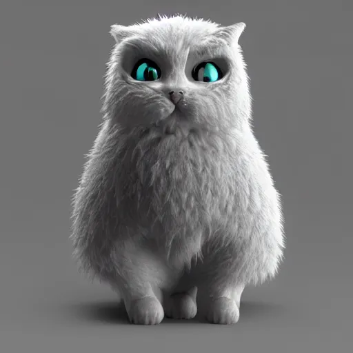 Prompt: fluffy alien cat like creature character concept 3 d render with detailed fur 4 k