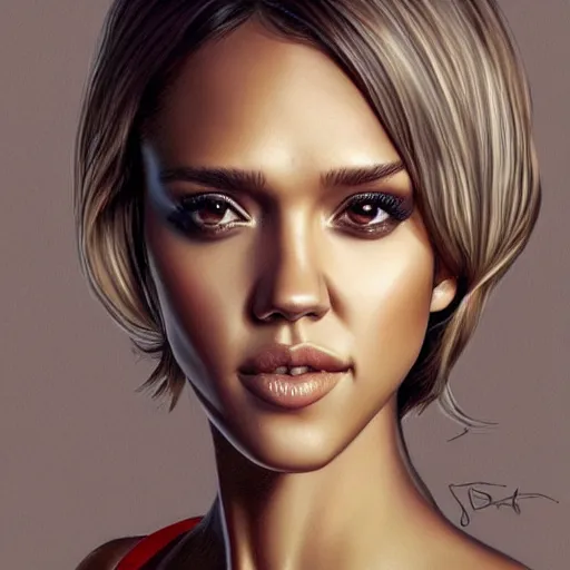 Prompt: jessica alba in the style of stefan kostic, realistic, full body, sharp focus, 8 k high definition, insanely detailed, intricate, elegant, art by stanley lau and artgerm