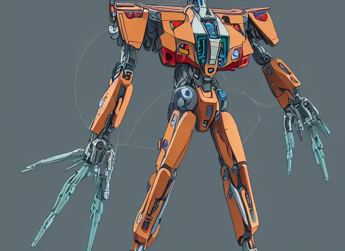 Image similar to vitruvian mecha, isometric concept gundam macross evangelion, illuminated features, ink outlines, detailed hatching, dramatic moonlit lighting, diagram specifications notations, by alex pardee, dan mumford, 3 d cg, octane rendered, futuristic, 2 k aesthetic, 4 k, highly saturated colors