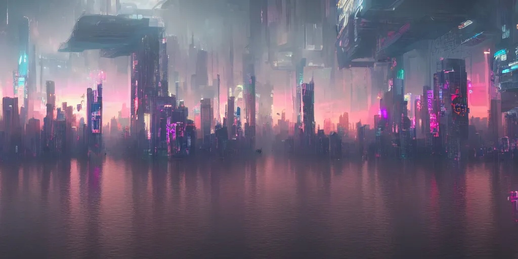 Prompt: a floating cyberpunk city inside of the colourful clouds of jupyter. massive red hurricane is in the background.