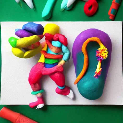 Prompt: colourful claymation art, pinterest, behance,