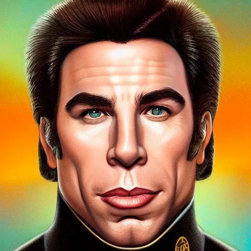 Prompt: john travolta portrait, Pixar style, by Tristan Eaton Stanley Artgerm and Tom Bagshaw.