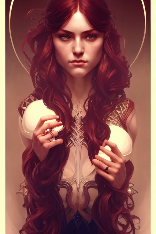 Image similar to symmetry!! intense fanart of gemma as acotar protagonist, intricate, elegant, highly detailed, my rendition, digital painting, artstation, concept art, smooth, sharp focus, illustration, art by artgerm and greg rutkowski and alphonse mucha