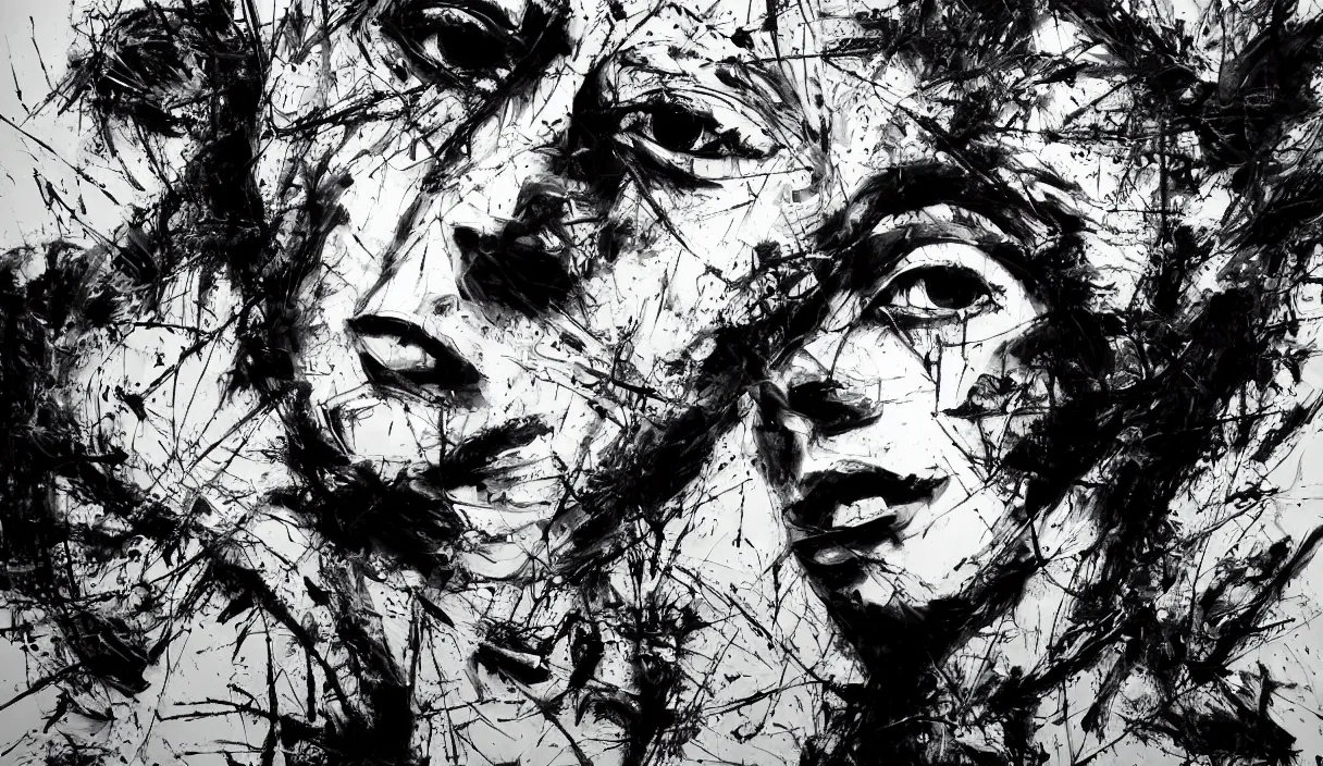 Image similar to abstract expressionism black and white artwork black lines 3 d sculpture painting highly detailed high quality by jackson pollock by russ mills 8 k