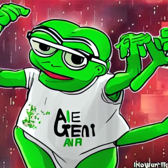 Prompt: pepe as an ai greentext nene