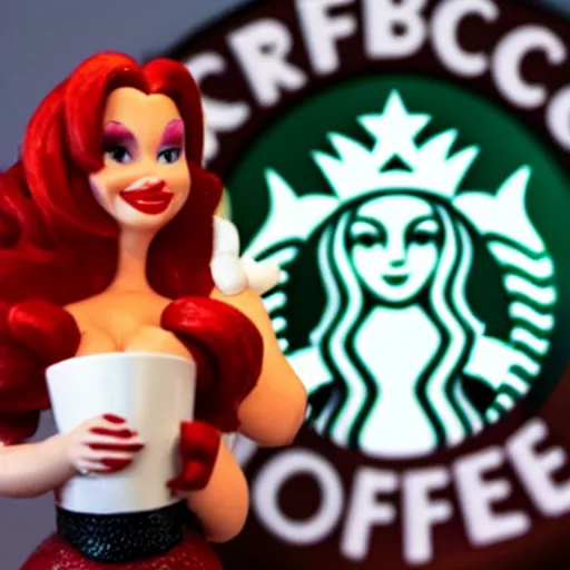 Prompt: jessica rabbit ordering coffee at starbucks