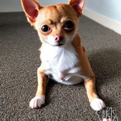 Image similar to a cat-chihuahua hybrid