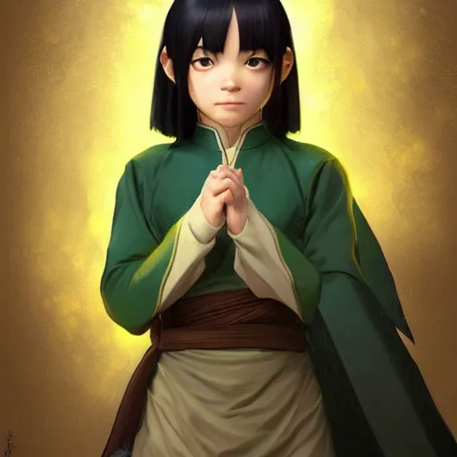 Prompt: Portrait of young chibi Toph Beifong, Avatar The Last Airbender, intricate, elegant, highly detailed, digital painting, artstation, concept art, smooth, sharp focus, illustration, art by artgerm and greg rutkowski and alphonse mucha and andrei riabovitchev