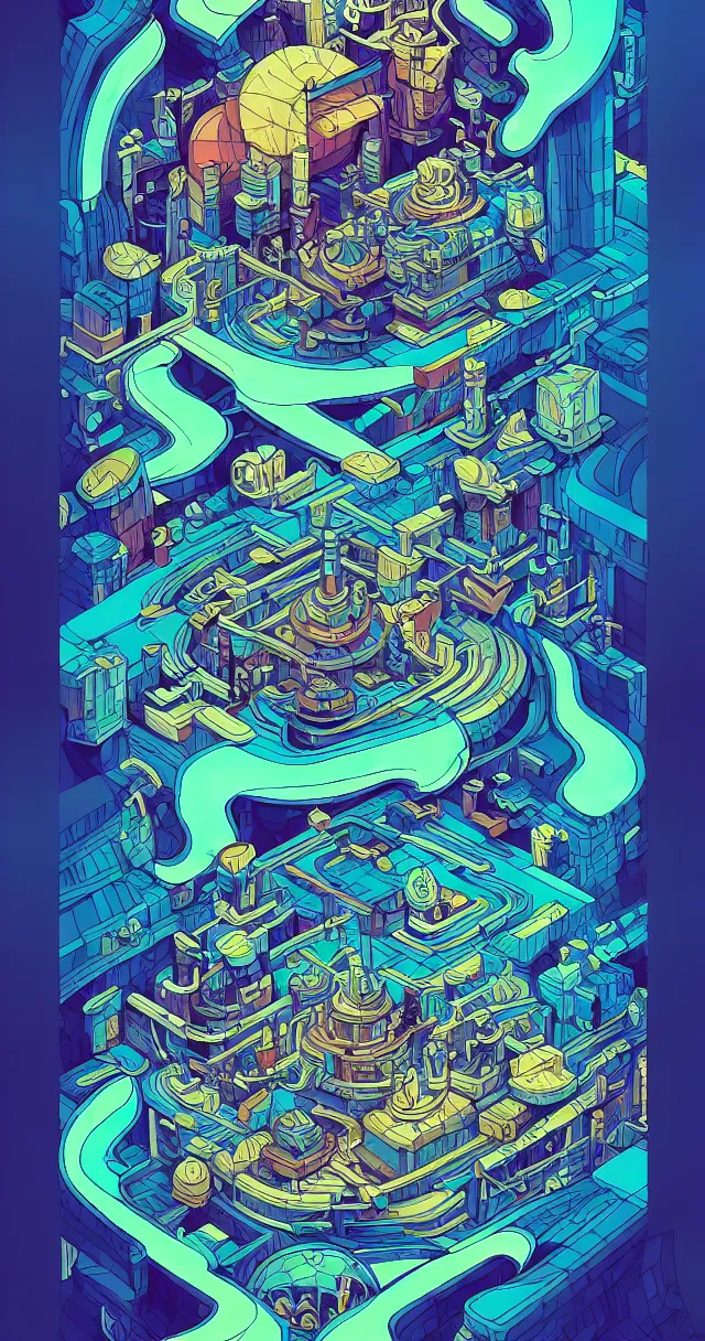 Image similar to arcane twisted turn of fate abstraction, centered award winning ink pen illustration, isometric abstract illustration by dan mumford, edited by craola, technical drawing by beeple and tooth wu, tiny details by artgerm and watercolor girl, symmetrically isometrically centered