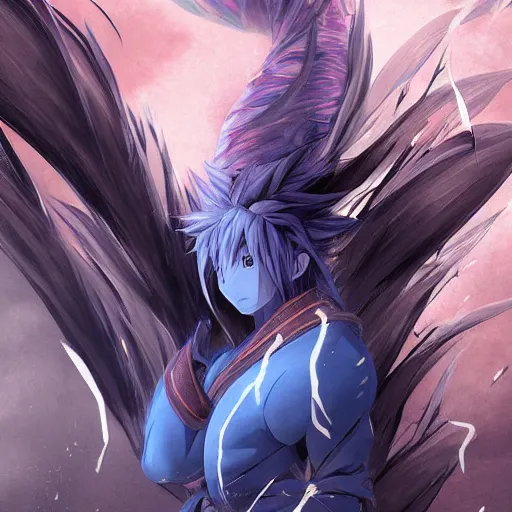 Image similar to rimuru tempest, tensei shitara slime datta ken, super highly detailed, professional digital painting, concept art, smooth, sharp focus, extreme illustration, unreal engine 5, photorealism, hd quality, 8 k, cinema 4 d, 3 d, beautiful, black hoodie, cinematic, art by artgerm, yoshitaka amano and junji ito