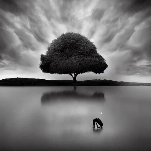 Prompt: surreal dream, award winning black and white photography